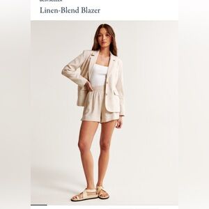 Linen-blend blazer